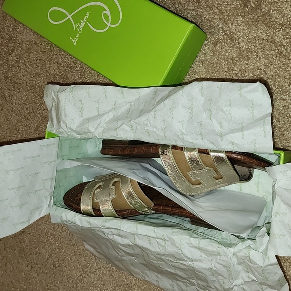 Sam Edelman Molten Gold Leather Sandals - Picture 6 of 7